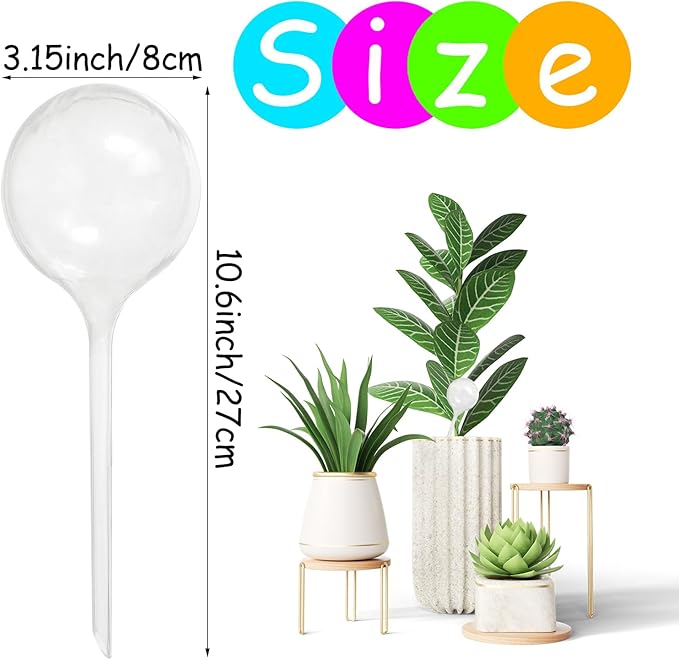 Jgalnim 10 PCS Large Clear Plastic Watering Globes,Plant Self-Watering Bulbs,Flower Automatic Water Device,Garden Waterer for Plant Indoor Outdoor Plants Flowers