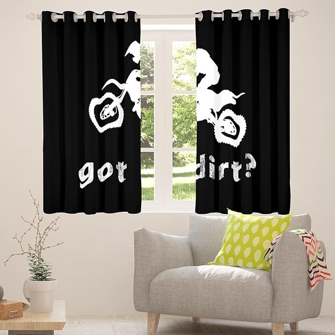 Feelyou Dirt Bike Window Curtains Bedroom Living Room Boys Extreme Sports Curtains Kids Room Decor Boys Motocross Rider Window Drapes Cool Sports Window Treatments 42W X 84L，2 Panels