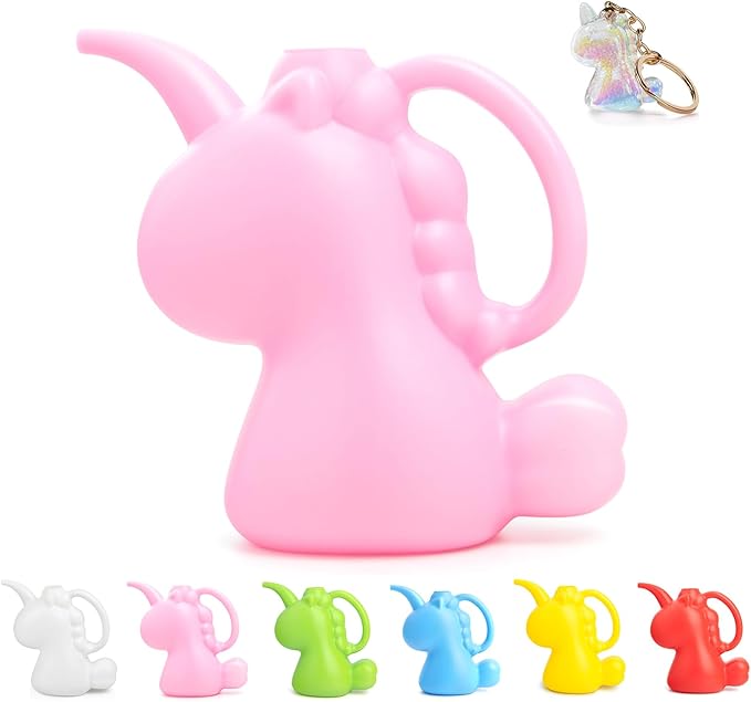 XXXFLOWER Unicorns Indoor Watering Can, 1 L Cute Animal Water Cans, Novelty Unicorns Shape Watering Pot for Office House Indoor Garden（Pink）