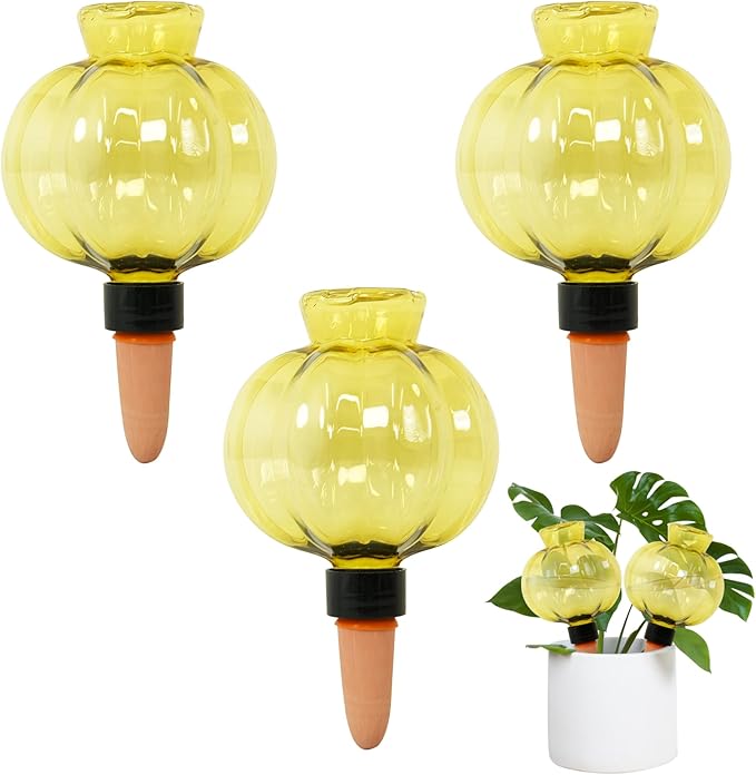 3 Pack Plant Self Watering Globes Top Fill for Indoor Plastic Water Bulbs Slow Release Terracotta 17.5 oz Self Watering Planter Insert Automatic Drip Irrigation Water Spikes Stakes Devices System