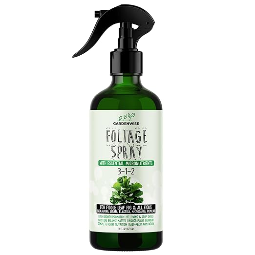 GARDENWISE 3-1-2 Fiddle Leaf Fig Foliar Spray - Plant Shine & Fertilizer - Premium Spray for Indoor Plants with Essential Nutrients - Fiddle Leaf Fig Plant Food & Fertilizer - Ready-to-Use (16 OZ)