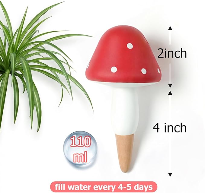 Plant Watering Globes, 16 Pack Self-Watering Terracotta Spikes - Mushroom Shape Irrigation Devices for Indoor & Outdoor Plants, Slow Release Watering System