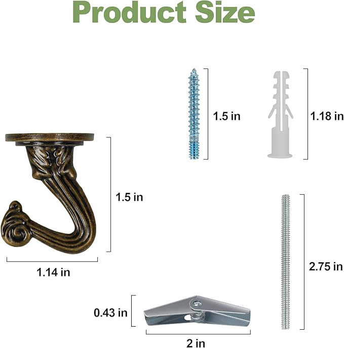 Aidoclip Ceiling Swag Hook Sets - Heavy Duty Hooks with Mounting Hardware for Hanging Plant, Ceiling or Extender Chains - Easy Install with Screws/Brackets