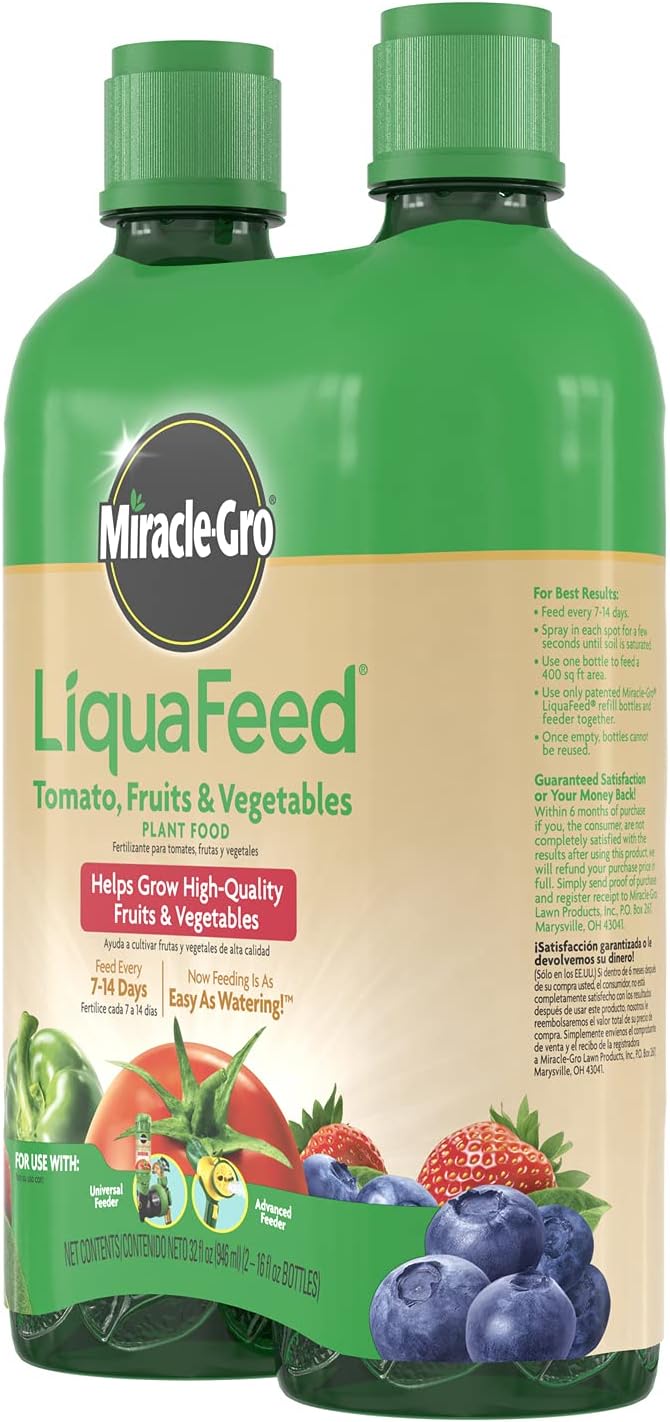 Scotts LiquaFeed Tomato, Fruits & Vegetables Plant Food Refills, Plant Fertilizer, 16 fl. oz., 2 Bottles/Pack (6-Pack)