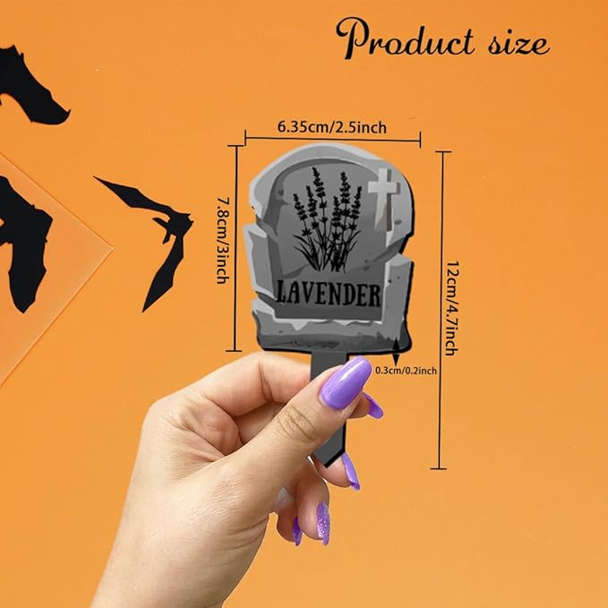 arricraft 15 Pcs Tombstone Shape Plant Name Tag, Halloween Theme Wood Plant Markers Thyme Rosemary Dill Basil Herb Plant Labels Garden Sign for Seed Seedling Potted Plant 2.5x4.7 inch(6.35x12cm)