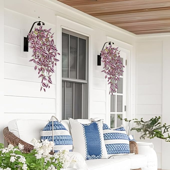 DILATATA Fake Hanging Plants Artificial Hanging Plants 181 Leaves Faux Wandering Jew Hanging Leaves Plant for Wall Shelf Home Indoor Outdoor Decor - 5 Pack