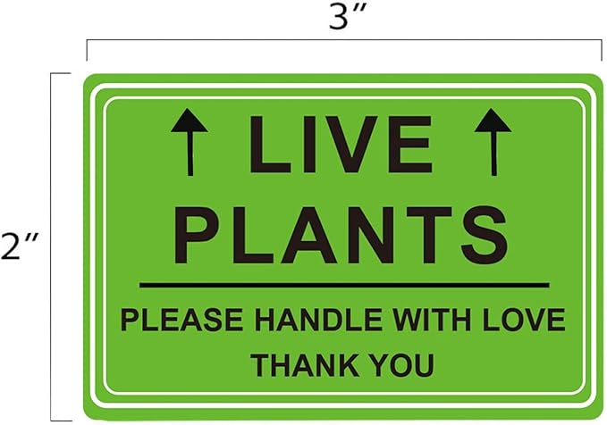 Green Live Plants Stickers for Shipping 2x3 inch Please Handle with Love Stickers Fragile Shipping Labels for Warehouse Pallet Garden Centers,Landscaping,Nurseries 250pcs Live Plants Sticker per roll