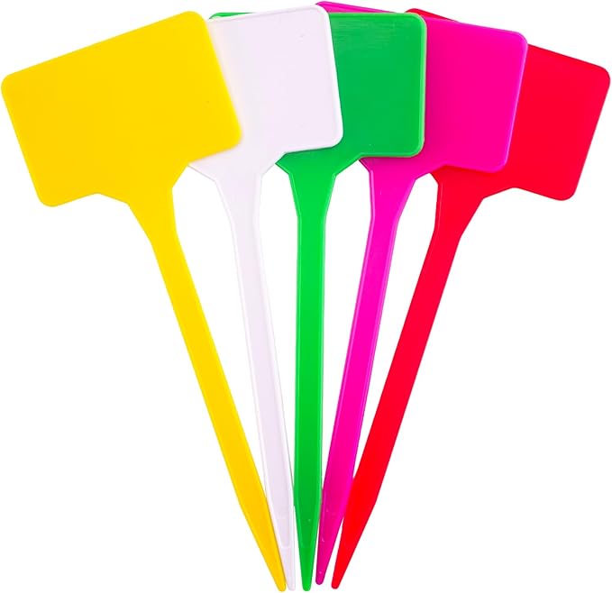 KINGLAKE Large Plant Labels 6 Inch - 50 Pcs Tall Thick Plastic Plant Tags Nursery Garden Labels for Outdoor Garden Waterproof Multicolored Plants Name Tags for Vegetables Flower Seed Pot Garden Beds