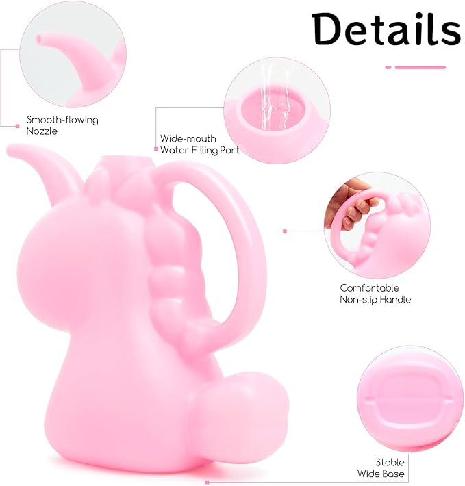 XXXFLOWER Unicorns Indoor Watering Can, 1 L Cute Animal Water Cans, Novelty Unicorns Shape Watering Pot for Office House Indoor Garden（Pink）