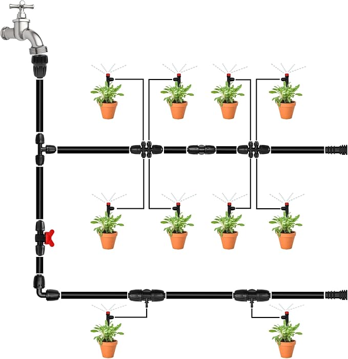6 Pack 1/2 Inch To 1/4 Drip Irrigation Fittings - Drip Line Irrigation 1/2'' to 1/4'' Barbed Tee Adapter Push-to-Fit Reducer 3 Way Connectors for Drip Irrigation System