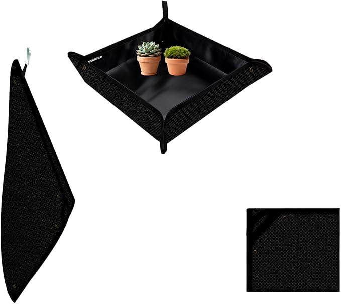 Large Plant Transplanting Mat - Thickened Waterproof Potting Mat, Succulent Gardening Mat, Portable Repotting Mat for Mess Control (PVC-Black27 x 27")