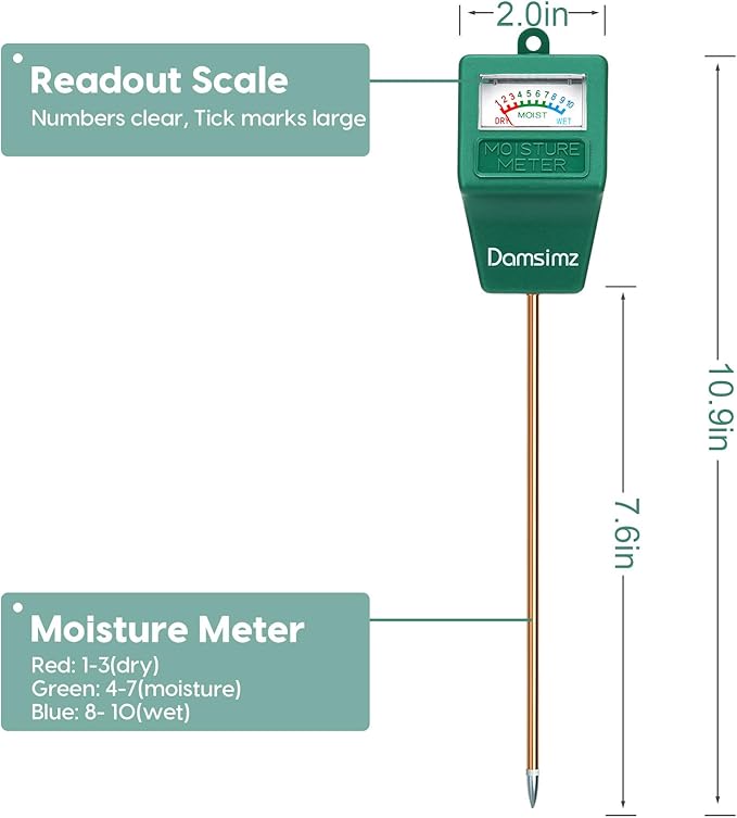 2 Packs Soil Moisture Meter for House Plants, Plant Water Meter, Plant Moisture Meter Soil Tester, Hydrometer for Plants Care, Gardening, Indoor and Outdoor Plants, No Battery Needed