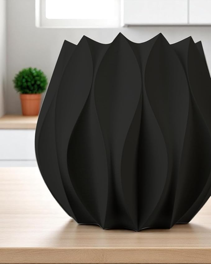 Neo Lotus Planter – Modern Sculptural Pot for Orchids, Succulents & Airplants | Minimalist Indoor Vase for Home, Desk, Shelf or Gift Decor (Black, Standard Structure 6" x 6" WH)