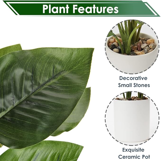 Briful Artificial Potted Plants 13" Green Faux Plants Indoor Small Fake Plant Decor for Home Table Office House Bathroom Shelf Living Room Desk Decoration
