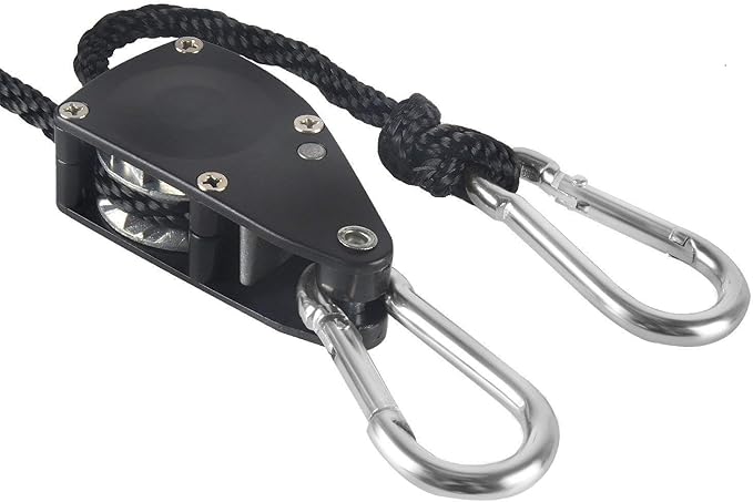 iPower GLROPEMG4X8 8-Pair 1/4 Inch 8-Feet Long Heavy Adjustable Duty Rope Clip Hanger Reinforced Metal, Black