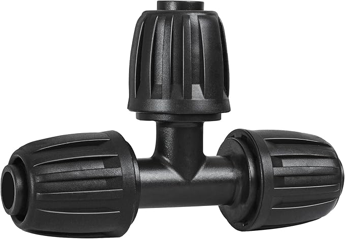 10 Pack 1/2 Inch Drip Irrigation Tee Fittings (1/2" ID x 0.65" OD) - 1/2'' Drip Line Anti-Drop Barbed Lock Nut T Connectors for 1/2 Inch Drip Irrigation Tubing System Connection