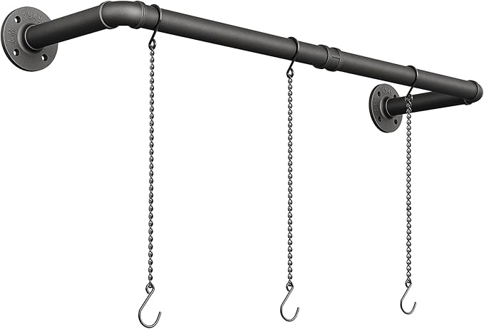 SOFITORG Plant Haning Rod, Hanging Planters for Indoor Plants with 3 Chains, Wall Plant Hanging Bar for Window Celling, 38.2 Inch, Metal Black, Pots Not Included