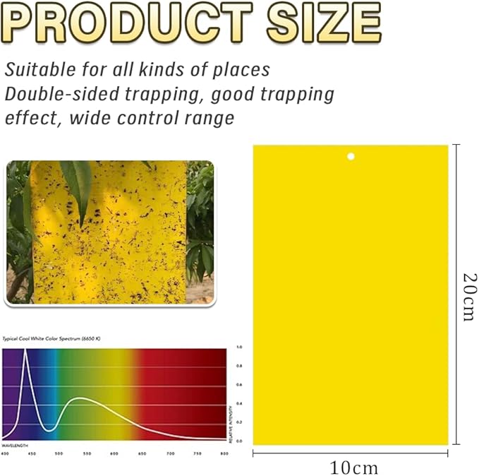 Fruit Fly Trap, 40pcs Yellow Sticky Traps for Plant Gnats, Two-Sided Insect Control, Fruit Fly Killer Indoor and Outdoor Protect The Plant