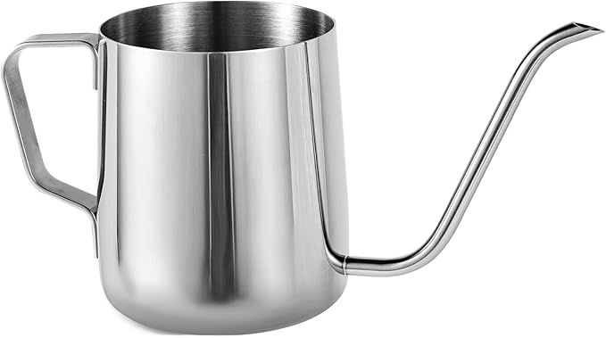 Small Plant Watering Can, 12oz/350ml Stainless Steel Tiny Mini Plant Watering Pot with Long Spout Accessories Tools for Indoor Outdoor Garden Flowers Bonsai (Silver)