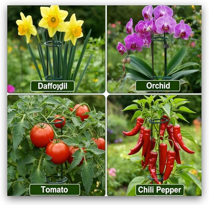 6 Sets Durable Metal Plant Stakes - 12/25/36 Inch Steel Plant Support Garden Stakes Sticks, Indoor Outdoor Plant Poles for Tomato, Orchid, Lily, Peony, Amaryllis, Flowers & Vegetables
