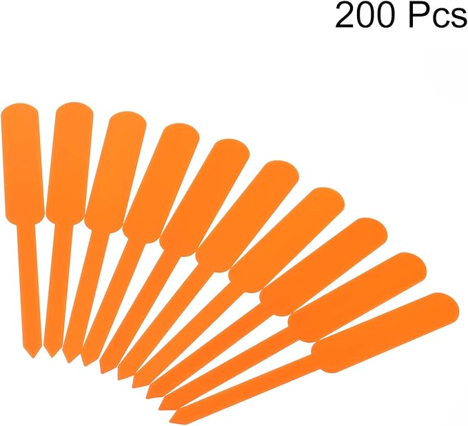 PATIKIL Plant Labels, 200Pcs PP Rectangle Marker Tags for Outdoor Indoor Garden, Orange