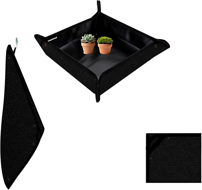Large Plant Transplanting Mat - Thickened Waterproof Potting Mat, Succulent Gardening Mat, Portable Repotting Mat for Mess Control (PVC-Black29.5"x 29.5")