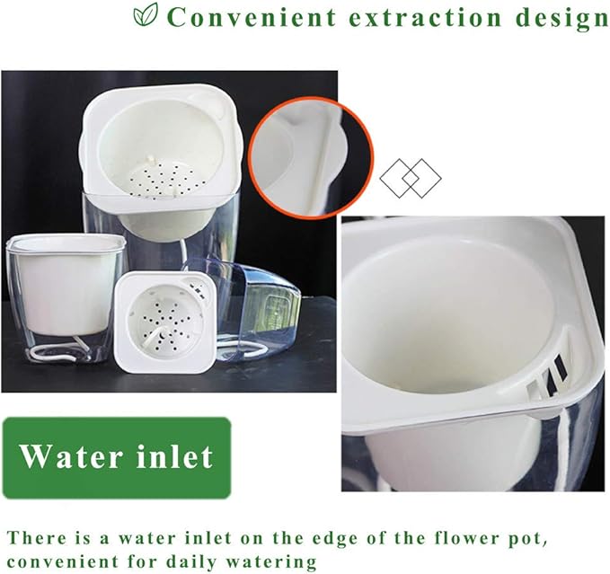 Self Watering Planter , FENGZHITAO African Violet Pots, Clear Plastic Automatic-Watering Planter Flower Pot Square Plant Pot for All House Plants, Succulents, Herb, African Violets (3 Packs Small)