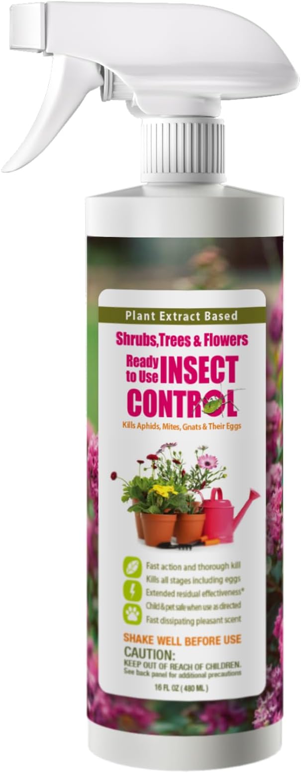 EcoVenger® Garden Insect Control 16 oz | Kills Aphids Armyworms Mealybugs Spider Mites Gnats and Eggs | Indoor Outdoor | Plant-Based Child and Pet Safe