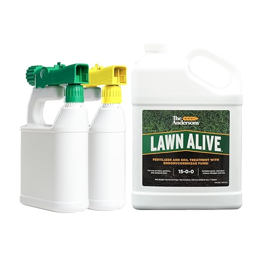 The Andersons Lawn Alive 15-0-0 Fertilizer and Soil Treatment with Endomycorrhizae Fungi 128 fl oz + 2 Multipurpose Hose-End Sprayers