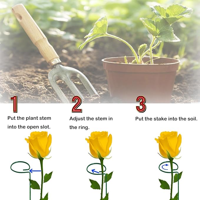 20 Pieces 36 inch Green Single Stem Plant Stakes Flower Support Rings, Gardening Planter Cages for Single Stem Flowers, Amaryllis, Peony, Lily,Narcissus