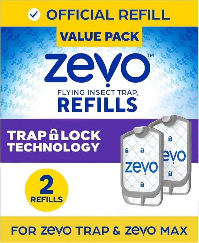 Zevo Flying Insect Trap Refill Cartridge – 2 Refill Cartridges – for Fruit Flies, Gnats & House Flies – Odorless & Easy to Replace