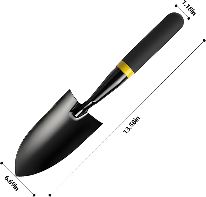 Garden Trowel - Metal Hand Shovel with Rubber Handle. This Garden Hand Trowel is Easy to use and Suitable for Soil Planting, Digging, transplanting and Outdoor Exploration Activities (Narrow Shovel)