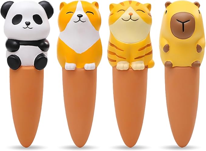 MCleanPin 4 Pack Plant Watering Spikes and Globes Handmade Terracotta Self-Watering Planter Insert Automatic Plant Waterer Devices for Indoor Outdoor Plants (Animal Paradise)
