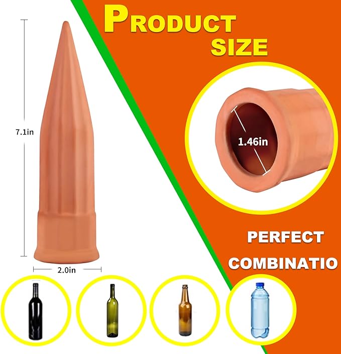 TKSCUSR Self Watering Spikes -4 Pack Terracotta Plant Watering Stakes Devices Vacation Self-Watering Stakes for Indoor/Outdoor Plants