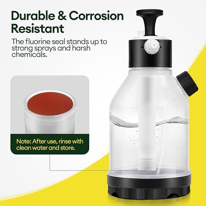MAYGROVE 0.4 Gal Pump Sprayer, Hand Water Spray Bottle for Indoor Plant, Clear Plant Sprayer with Side Filling Port, Measuring Cup, Adjustable Nozzles, Safe Pressure Relief Valve