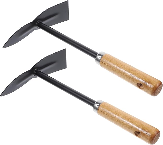 2pcs Garden Trowel Hand Shovel Small Metal Spade with Wood Handle for Planting and Loosening Soil in Garden and Patio Use
