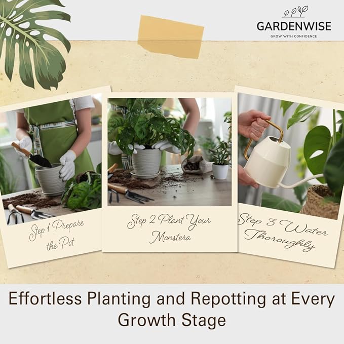 GARDENWISE Monstera Potting Soil Mix – Organic, Fast-Draining, Chunky Soil with Coconut Coir & New Zealand Bark for Indoor Plants – Premium Fertilizer for Monstera Deliciosa, Albo & More (3 quarts)