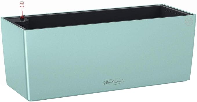 Lechuza BALCONERA Color 50 Pastel Green, Self-Watering Window Box (Railing Planter), H7.5 L19.7 W7.5 in