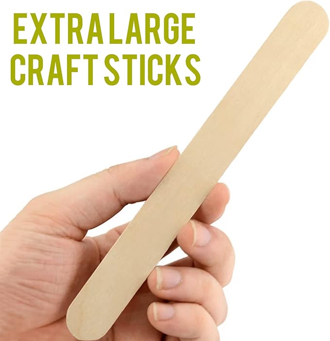 WISYOK 8'' Jumbo Craft Sticks, 60pcs Extra Large Natural Premium Wood, Ice Cream Sticks, Jumbo Sticks, Large Tongue Depressors, Plant Labels, Hair Removal and Waxing Supplies, Crafting