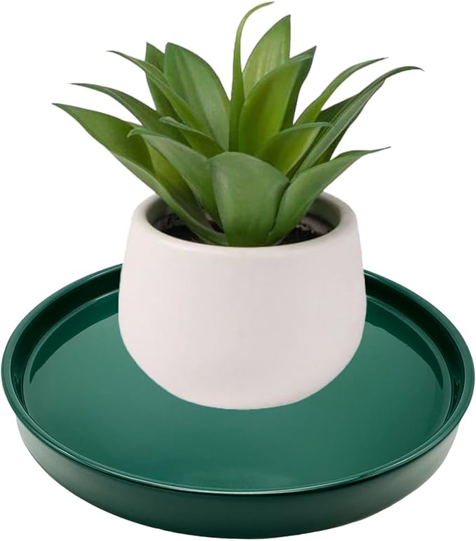 Yukfona Ceramic Plant Saucer Pot Tray 12 Inch, Planter Saucers 4 5 6 7 8 9 10 11 12 13 Inch for Indoors Outdoor, Durable Sturdy Flower Drainage drip Water Tray for Glazed Pots Base (12.7 Inch-Green)