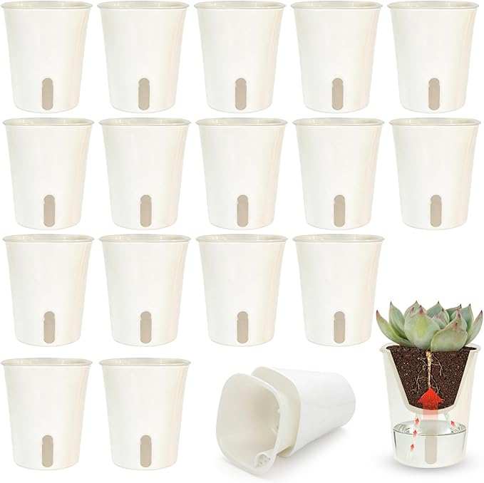35 Pcs 3-Inch Self Watering Pots for Indoor Plants, Plastic Planters with Water Level Indicator & Vent Holes, Ideal for Succulents, Herbs, and Flowers
