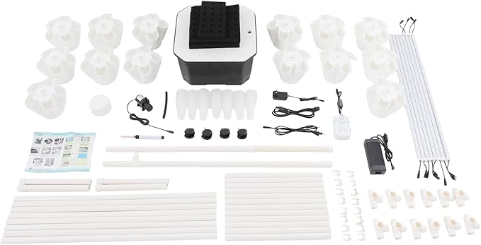 Hydroponic Growing System Kit - 70 Pods Large Vertical Hydroponics Tower with 8 LED Light Strips, 14-Tiers Smart Indoor Herb Garden for Kitchen Office Winter Balcony Planting (White)