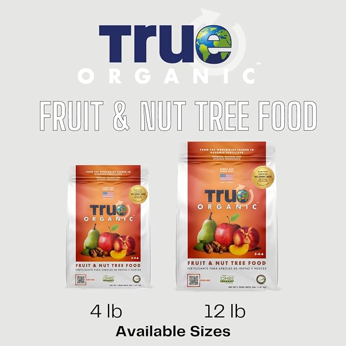 True Organic Fruit & Nut Food – Organic Fertilizer for Productive Tree Growth – Prevent Blossom End Rot – 4lb Bag Covers 70 Sq. Ft.