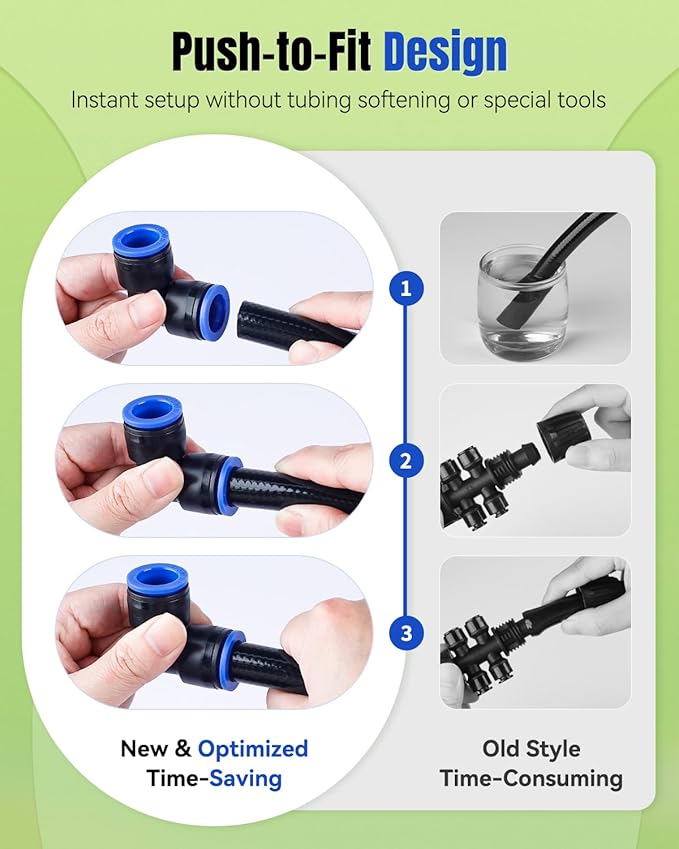 Pawfly 15 Pcs Quick Connect 1/2" Drip Irrigation Elbow Fittings for 1/2 Inch Irrigation Tubing (1/2" ID x 0.62-0.63" OD), Push-to-Fit 2-Way Elbows, 90 Degree Elbow Connectors, Drip Irrigation Parts