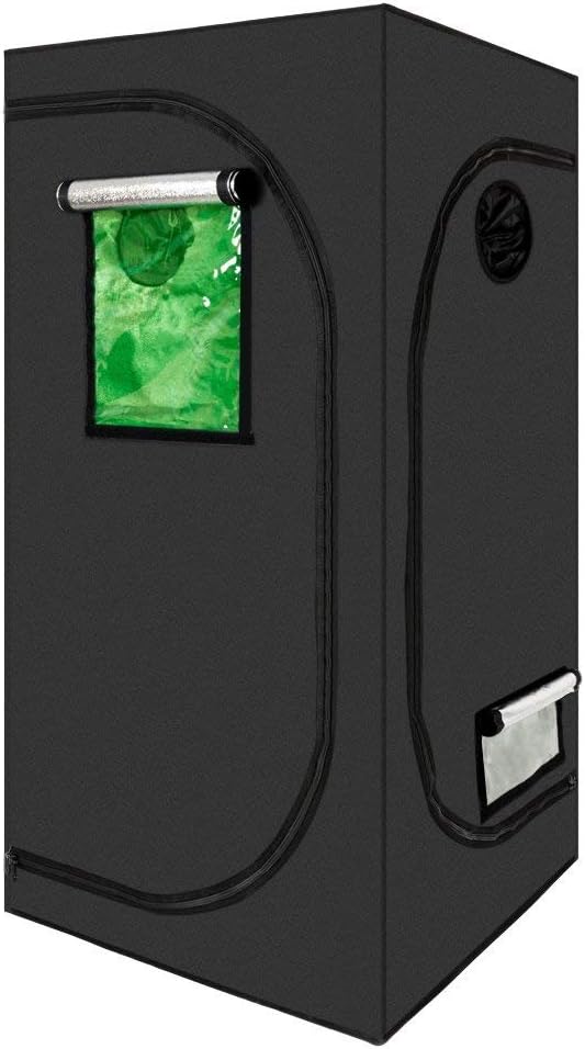 Grow Tent, Indoor Mylar Hydroponics Indoor Gardening Grow Tent Room with Observation Window and Floor Tray (36" x 36" x 72")