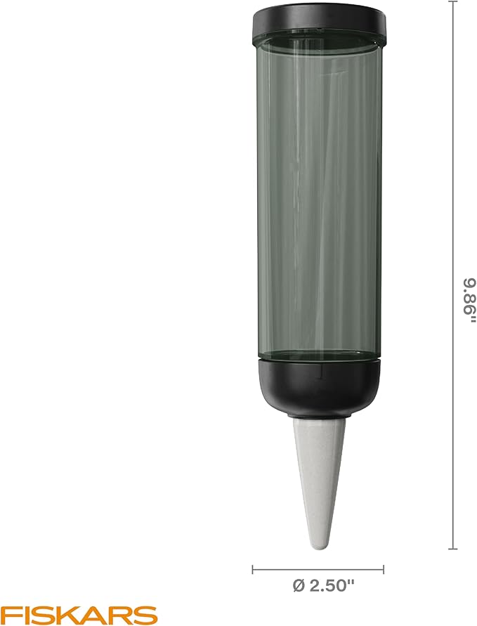 Fiskars Watering Spike for Indoor Plants, Self-Watering Device to Water Plants While Away, Continuous Hydration for Care on Vacation & Travel, Porous Ceramic Cone Stake for Slow Release, 11.75 oz