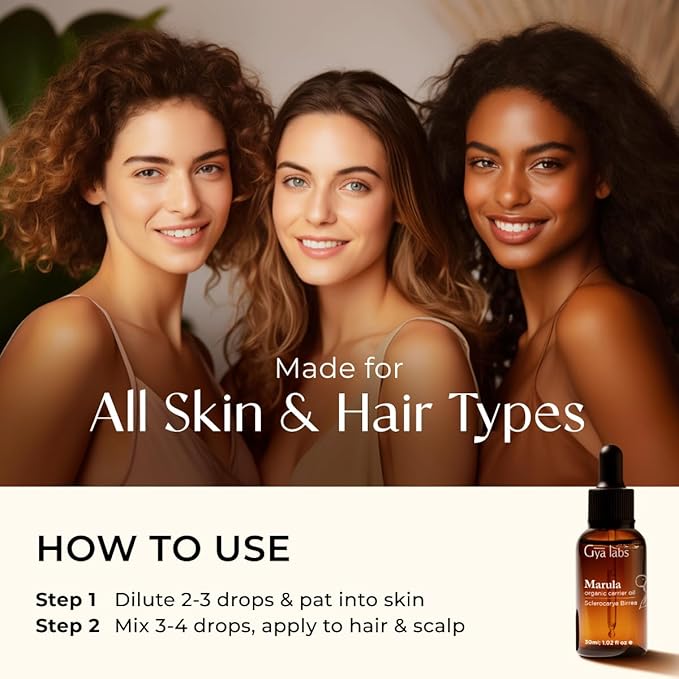 Gya Labs Marula Oil - 1 Fl Oz - Carrier Oil for Hair, Skin, Face, Scalp & Body Massage