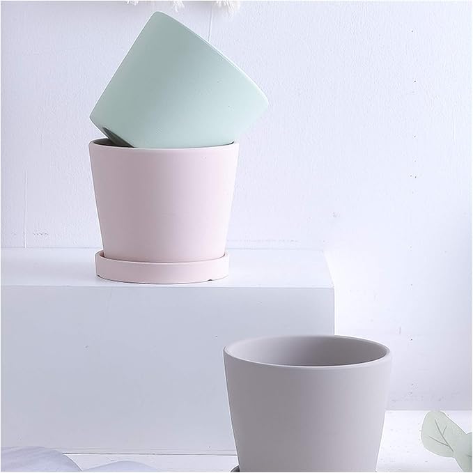 Cute Flower Plant Pot Plant Pot Ceramic Flower Planters Indoor Modern Succulents Containers with Drain Hole Saucer Decorate Home Office Outdoor Perfect Plant Container