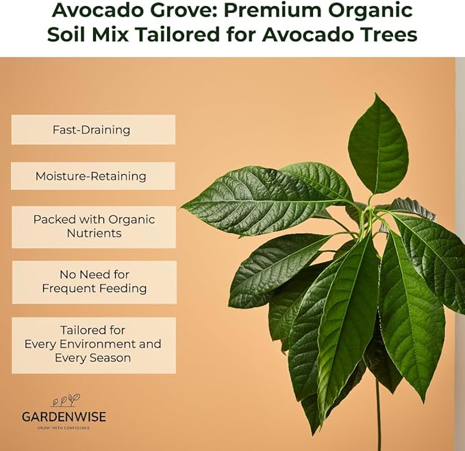 GARDENWISE Avocado Tree Soil – Premium Organic Potting Mix for Avocado Trees | Tailored pH & Organic Nutrients | Fast-Draining & Moisture-Retaining | Indoor & Outdoor Use (2 QUARTS)