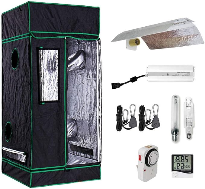 Thaisan7 Grow Tent Room Kit 4" For Exotic Fruits, Herbs, Vegetables, Plant or Out of Seasonal Fruits Home Garden Agricultural Work Improvement- 24" x 24" x 60""-600W HPS MH (WITH OUT VENTILATION)